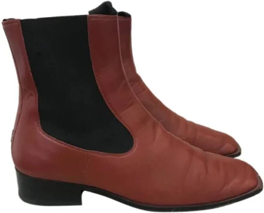 Celine Vintage Pre-owned Leather boots Red Dames