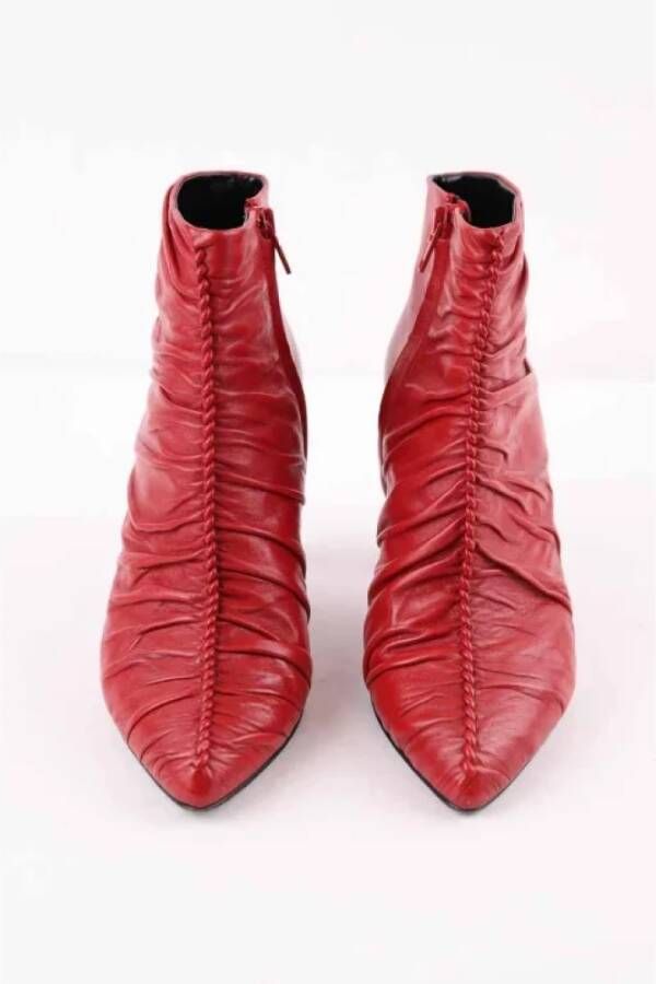 Celine Vintage Pre-owned Leather boots Red Dames