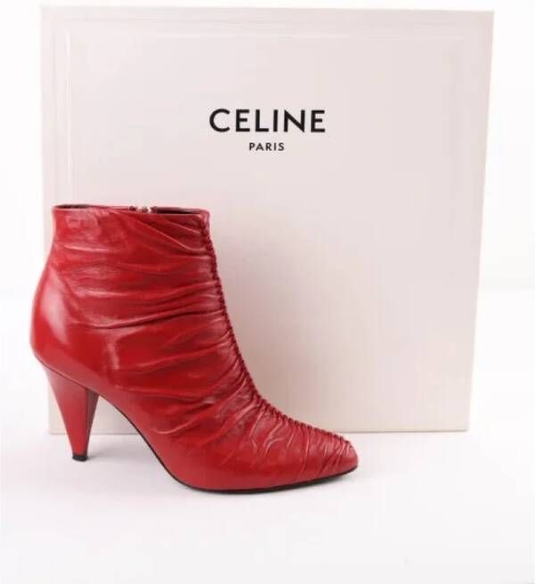 Celine Vintage Pre-owned Leather boots Red Dames