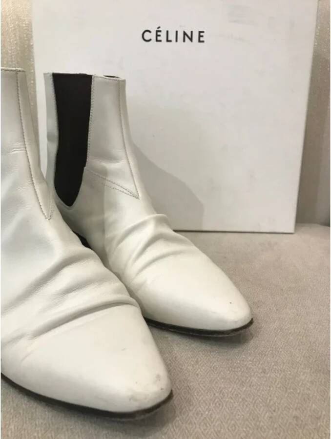 Celine Vintage Pre-owned Leather boots White Dames