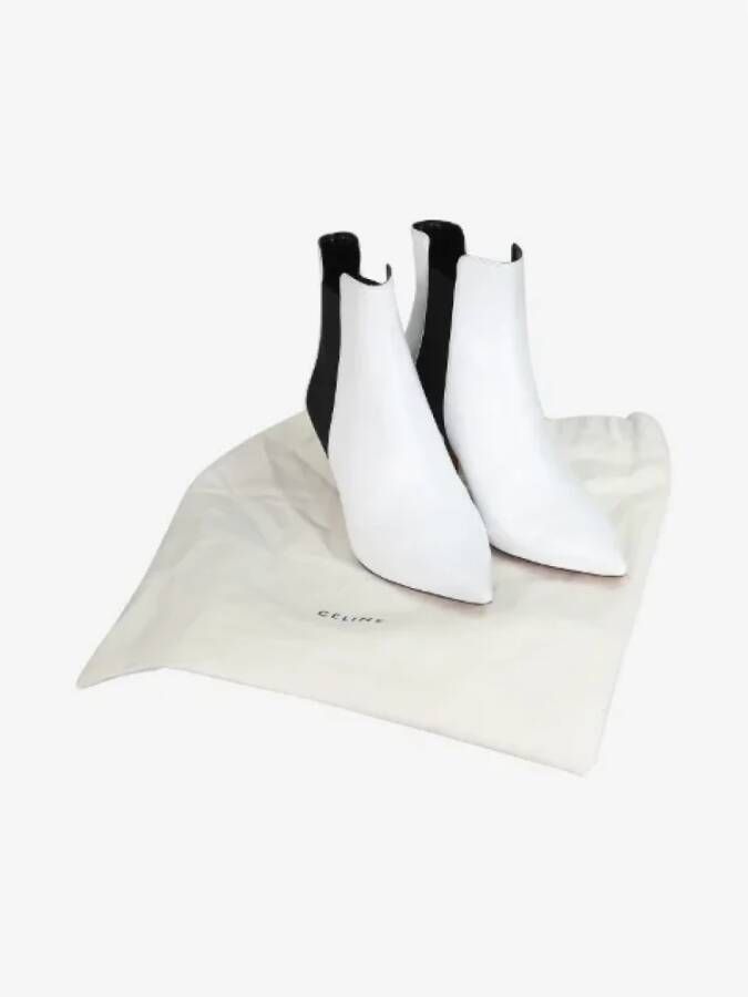 Celine Vintage Pre-owned Leather boots White Dames