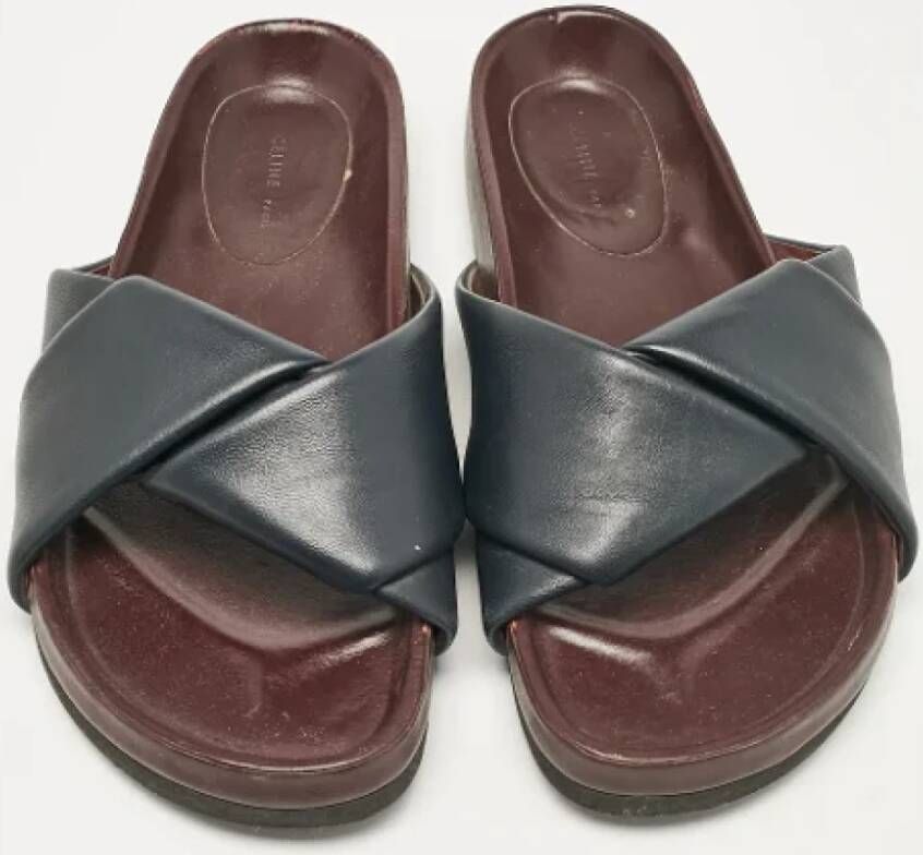 Celine Vintage Pre-owned Leather flats Blue Dames