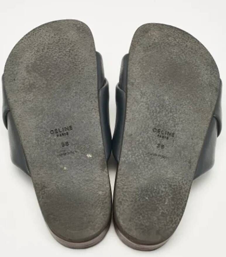 Celine Vintage Pre-owned Leather flats Blue Dames