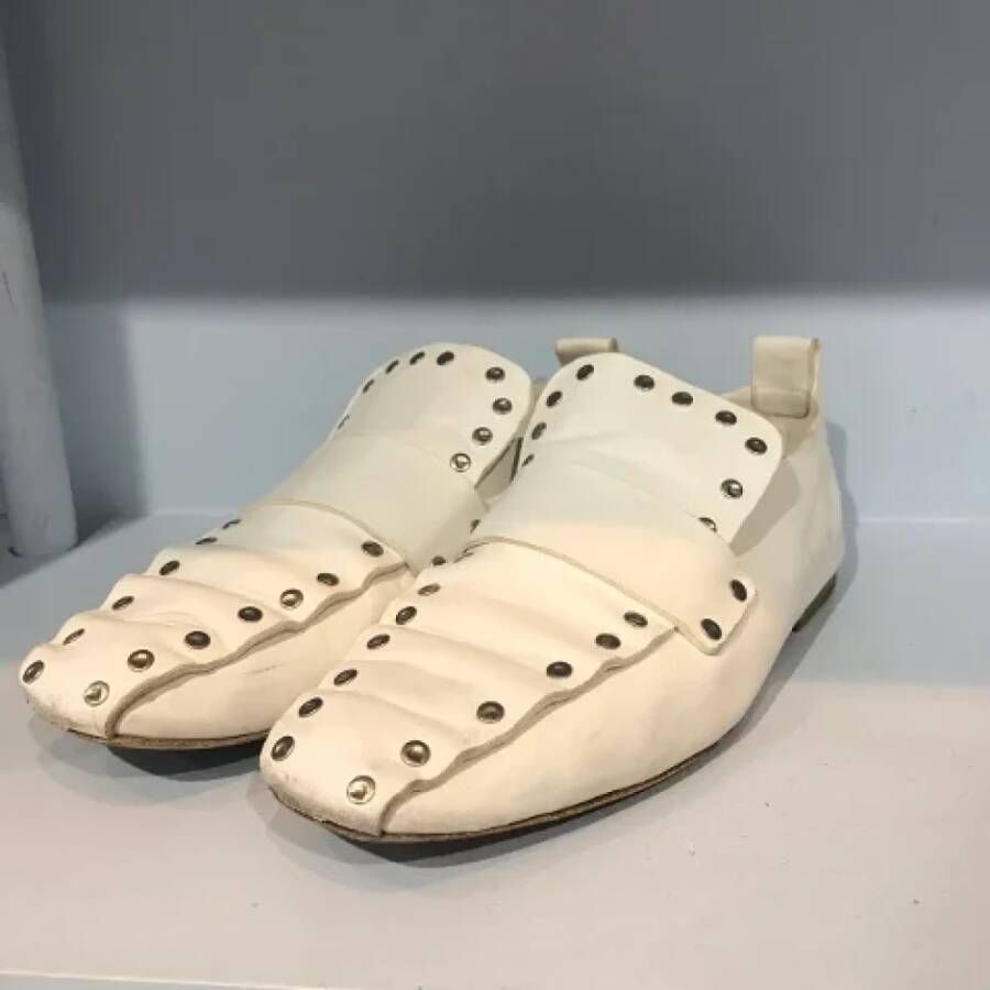 Celine Vintage Pre-owned Leather flats White Dames