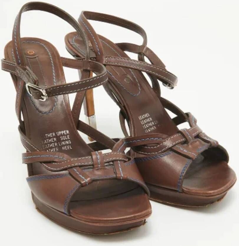 Celine Vintage Pre-owned Leather sandals Brown Dames