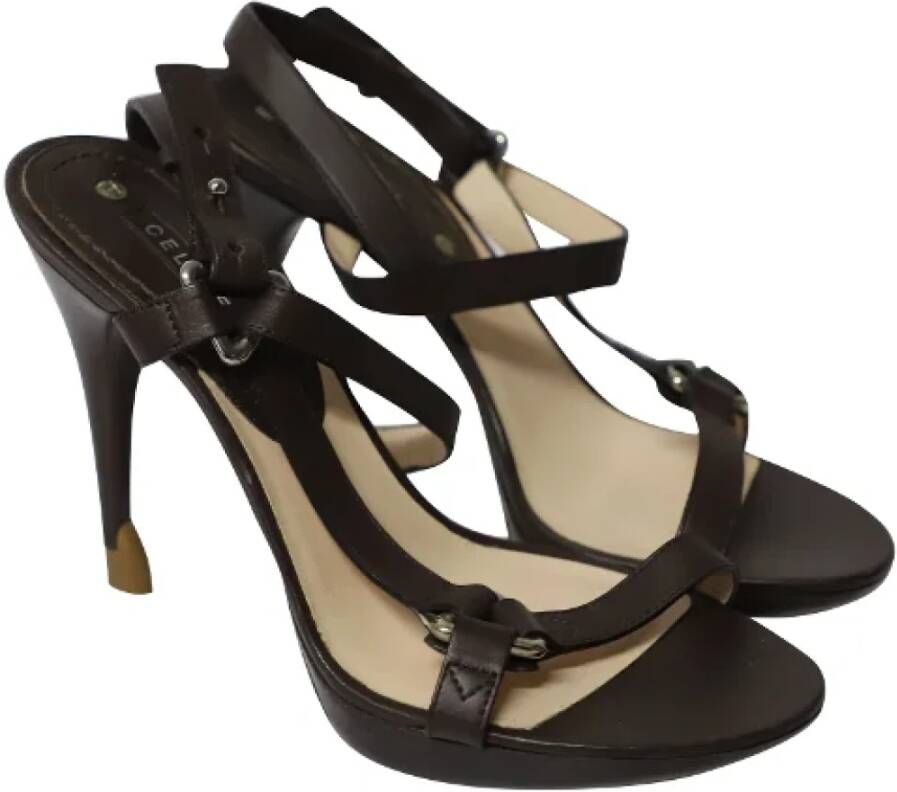 Celine Vintage Pre-owned Leather sandals Brown Dames