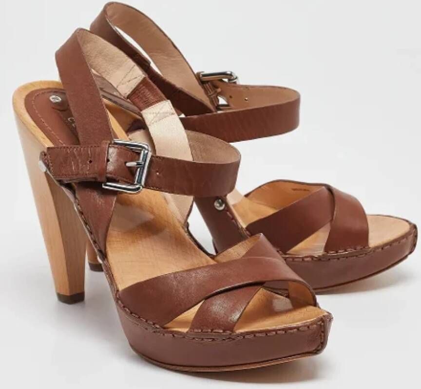 Celine Vintage Pre-owned Leather sandals Brown Dames