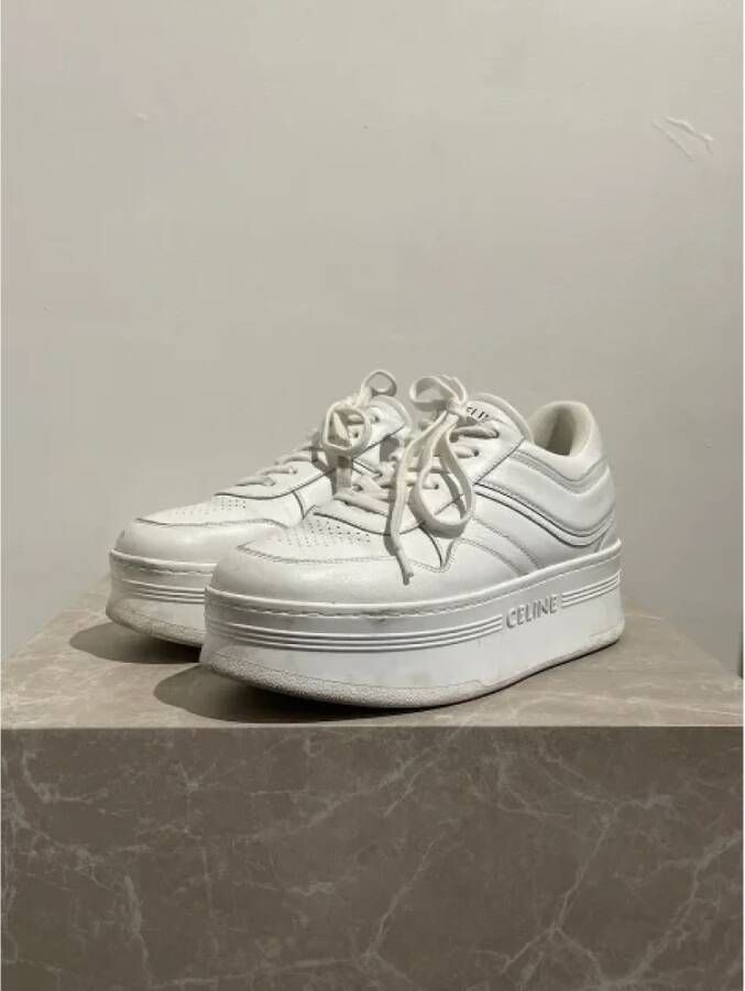 Celine Vintage Pre-owned Leather sneakers White Dames