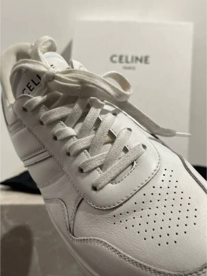 Celine Vintage Pre-owned Leather sneakers White Dames