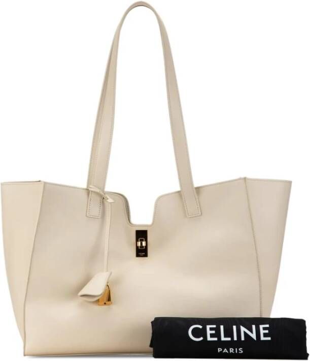 Celine Vintage Tweedehands Elegant Leren Tote Tas met Slot Sluiting