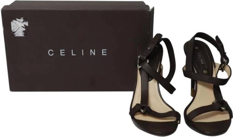 Celine Vintage Tweedehands leren gespsandalen hoge hakken