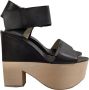 Celine Vintage Tweedehands Plateau Sleehak Sandalen Leren Bovenwerk - Thumbnail 2