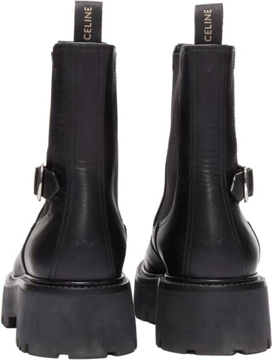 Celine Vintage Tweedehands platform leren laarzen met gespdetail