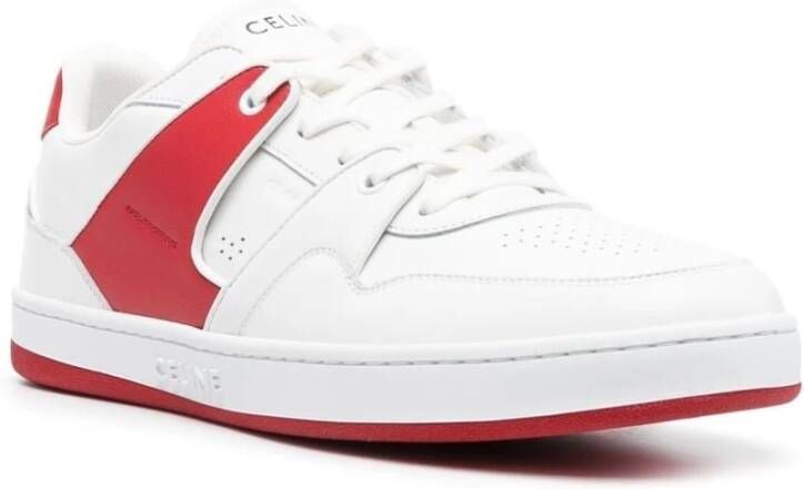 Celine Witte Leren Sneakers met Rode Accenten White Heren