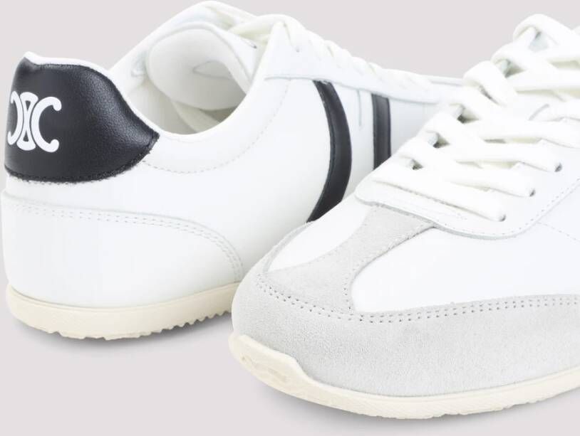 Celine Witte Leren Sneakers met Zwarte Details