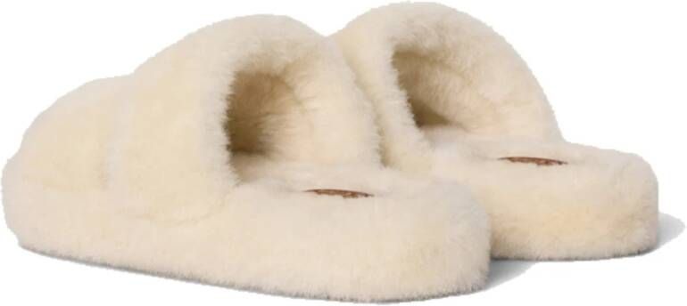 Celine Witte Sandalen Shearling Slides Chic Zomer
