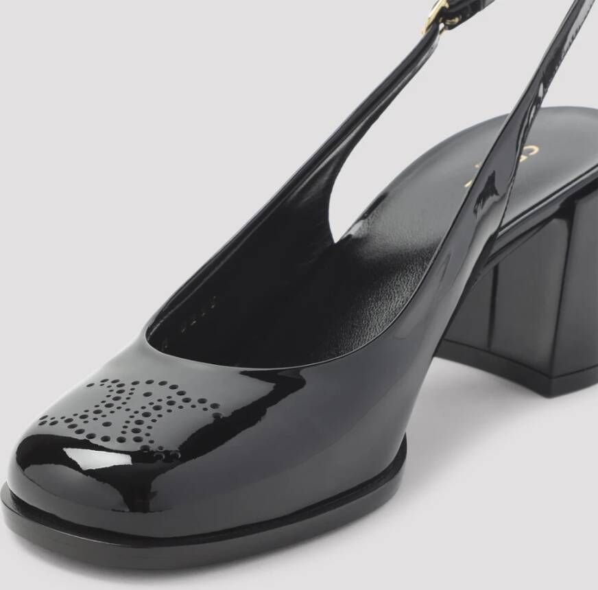 Celine Zwarte Geperforeerde Triomphe Slingback Hakken