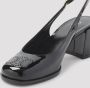 Celine Zwarte Geperforeerde Triomphe Slingback Hakken - Thumbnail 2