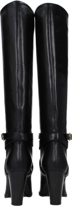 Celine Leren laarzen met goudkleurige gesp Black Dames