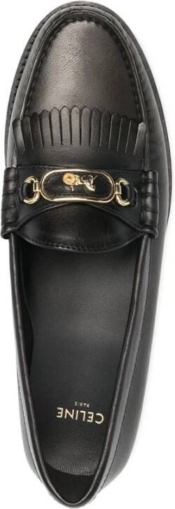 Celine Zwarte Leren Tassel Instap Schoenen