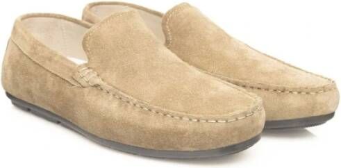 Cerruti 1881 Heren Leren Driver Mocassins Rubberen Zool Beige Heren