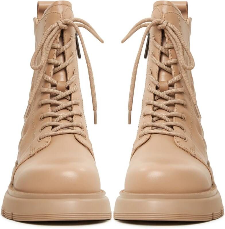 Cesare Gaspari Beige Leren Platform Enkellaarzen Beige Dames
