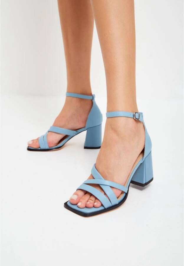 Cesare Gaspari Blauwe Blokhak Sandalen Blue Dames