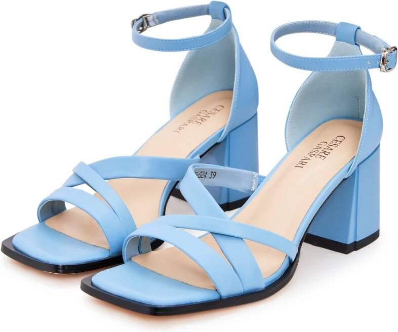Cesare Gaspari Blauwe Blokhak Sandalen Blue Dames