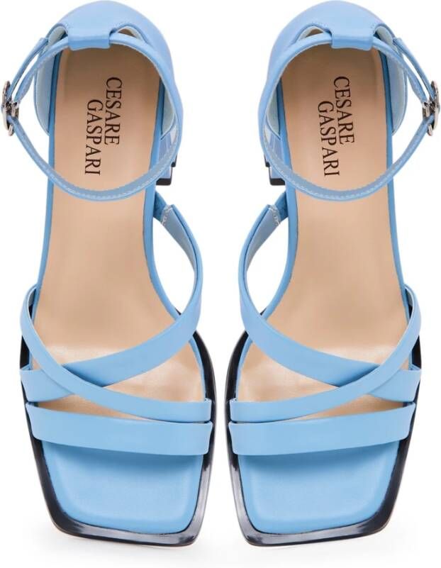 Cesare Gaspari Blauwe Blokhak Sandalen Blue Dames
