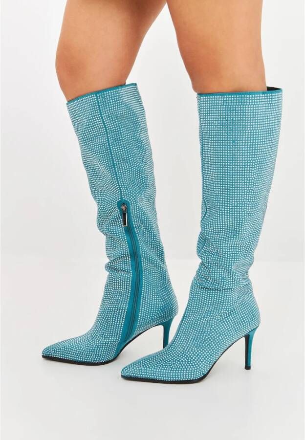Cesare Gaspari Blauwe Jewel Stiletto Kniehoge Laarzen Blue Dames