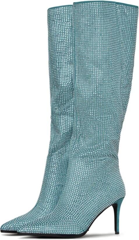 Cesare Gaspari Blauwe Jewel Stiletto Kniehoge Laarzen Blue Dames