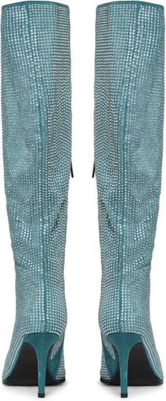 Cesare Gaspari Blauwe Jewel Stiletto Kniehoge Laarzen Blue Dames