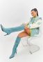 Cesare Gaspari Blauwe Jewel Stiletto Kniehoge Laarzen Blue Dames - Thumbnail 8