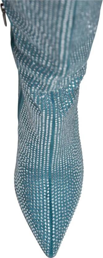 Cesare Gaspari Blauwe Jewel Stiletto Kniehoge Laarzen Blue Dames