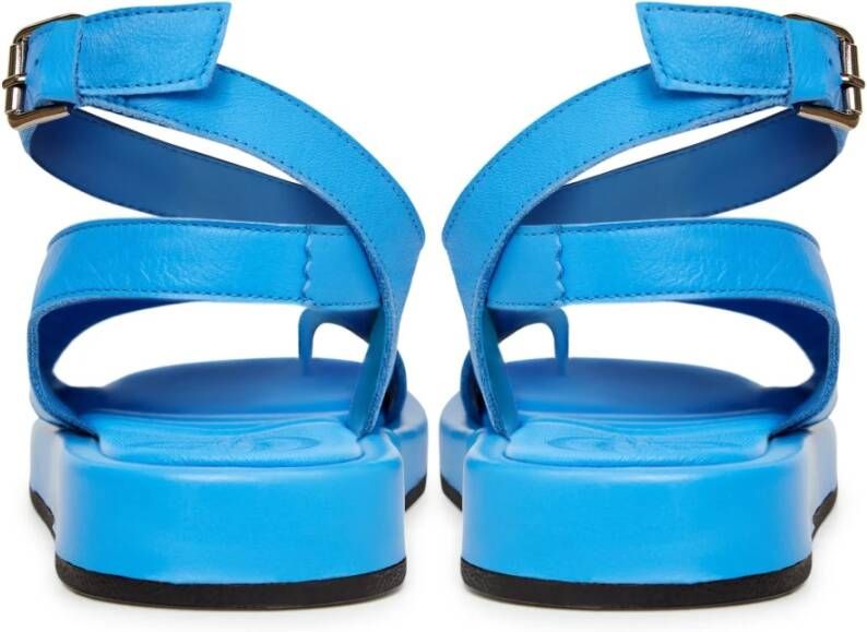 Cesare Gaspari Blauwe Leren Plateau Sandalen Blue Dames