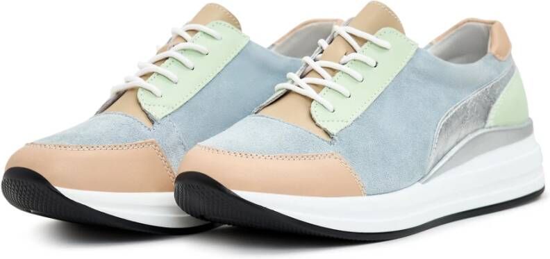 Cesare Gaspari Blauwe Platform Leren Sneakers Multicolor Dames