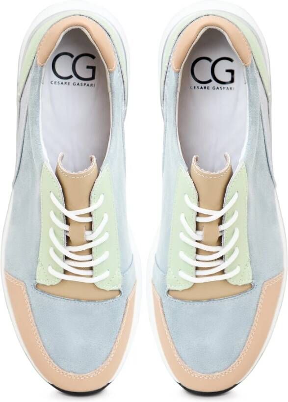 Cesare Gaspari Blauwe Platform Leren Sneakers Multicolor Dames