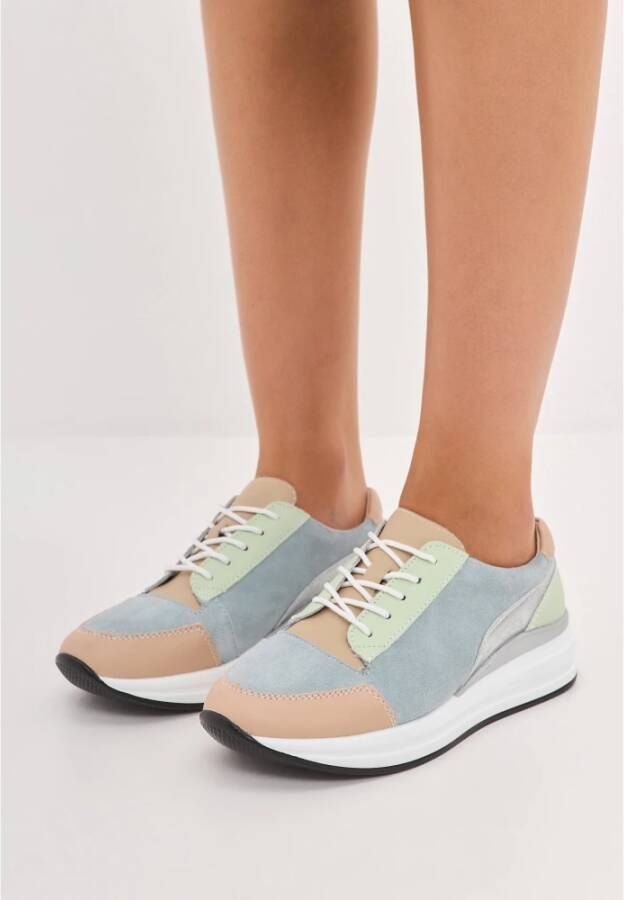 Cesare Gaspari Blauwe Platform Leren Sneakers Multicolor Dames