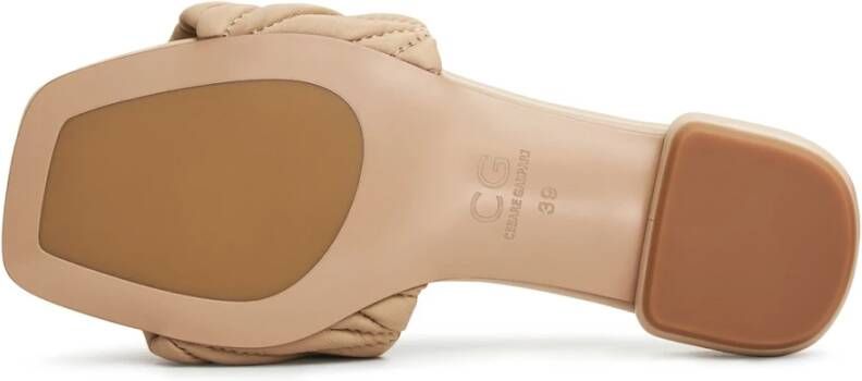 Cesare Gaspari Block Heeled Slippers Stephanie Beige Dames