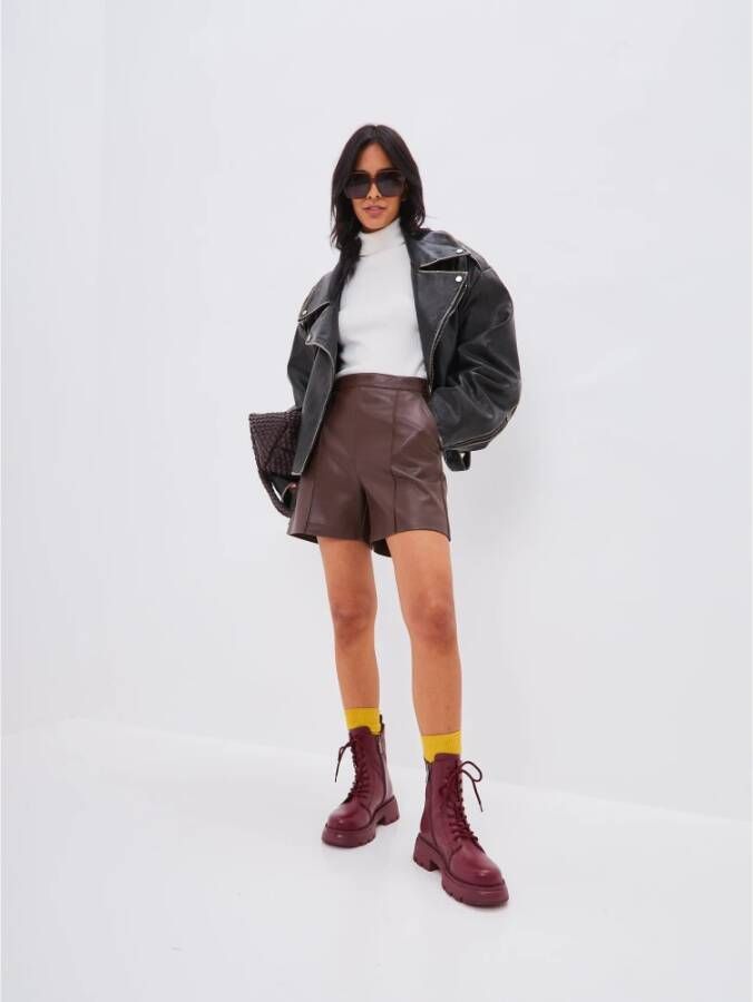 Cesare Gaspari Bordeaux Leren Platform Enkellaarzen Red Dames