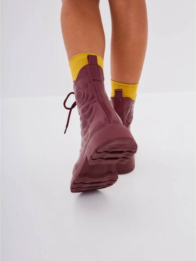 Cesare Gaspari Bordeaux Leren Platform Enkellaarzen Red Dames