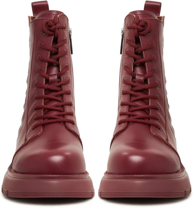 Cesare Gaspari Bordeaux Leren Platform Enkellaarzen Red Dames