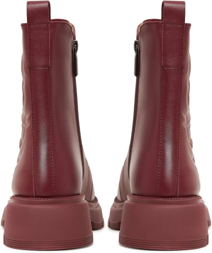 Cesare Gaspari Bordeaux Leren Platform Enkellaarzen Red Dames