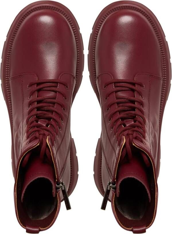 Cesare Gaspari Bordeaux Leren Platform Enkellaarzen Red Dames