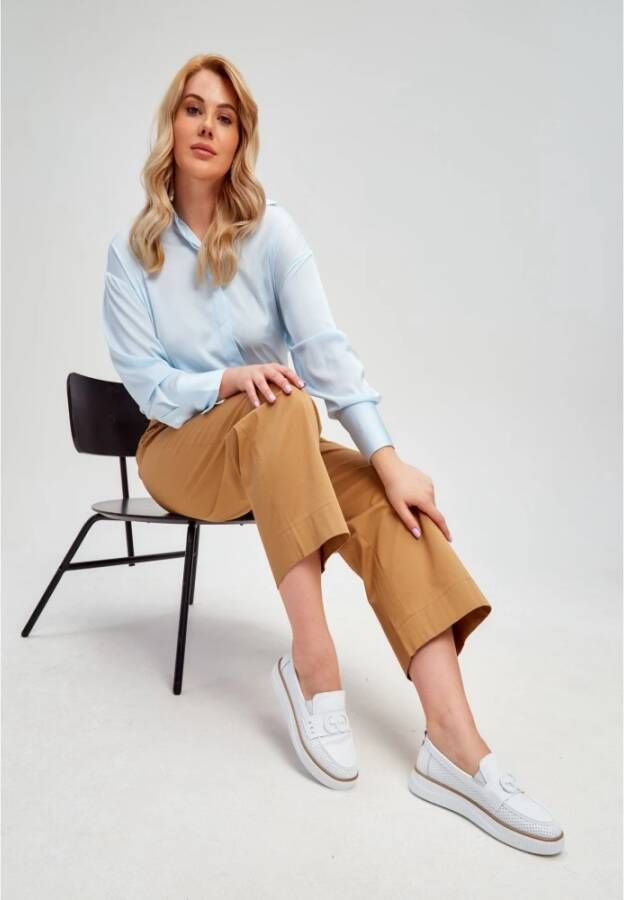 Cesare Gaspari Casual leren platformloafers Wit White Dames