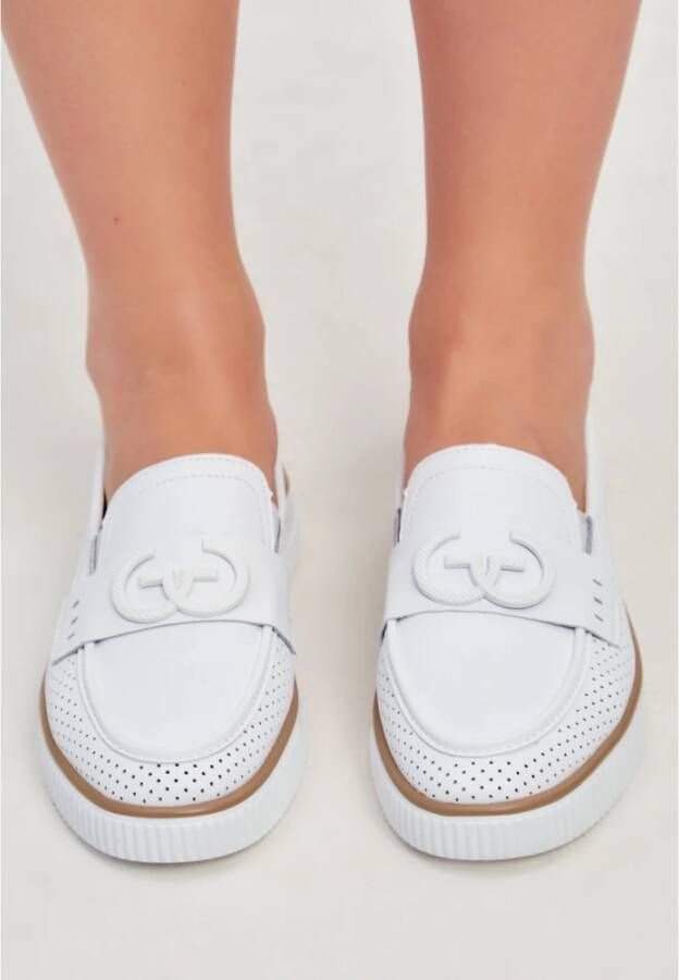 Cesare Gaspari Casual leren platformloafers Wit White Dames