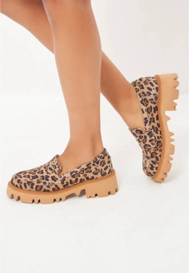 Cesare Gaspari Chunky Platform Loafers Leopard Multicolor Dames