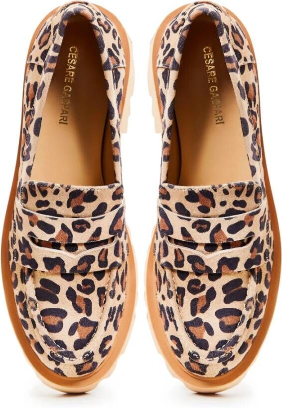 Cesare Gaspari Chunky Platform Loafers Leopard Multicolor Dames