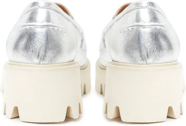 Cesare Gaspari Chunky Platform Loafers Silver Gray Dames