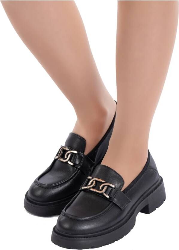 Cesare Gaspari Chunky Platform Loafers Zwart Black Dames